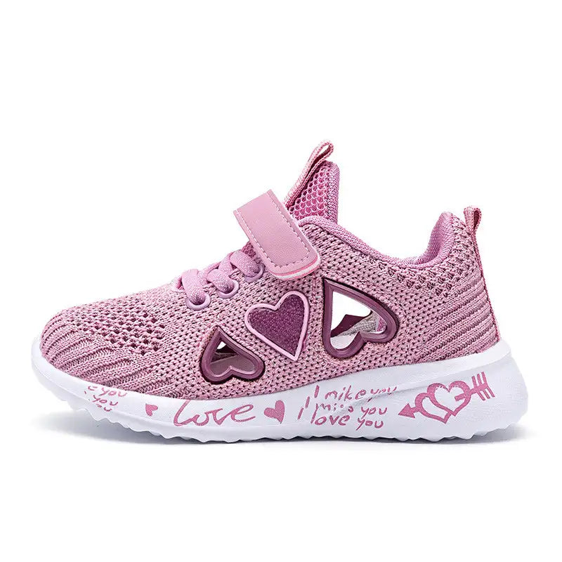 Kids Heart Mesh Trainers