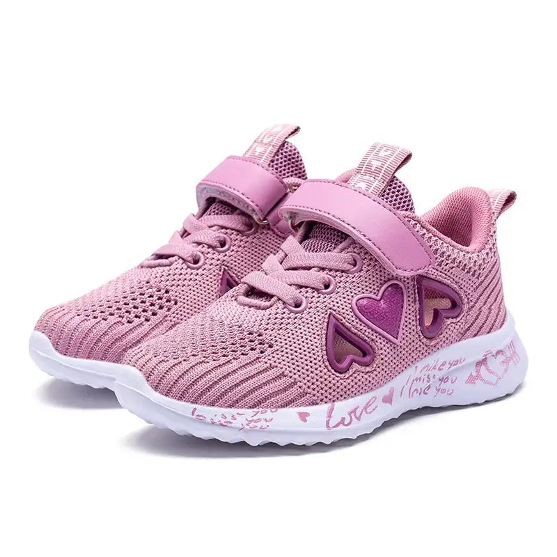Kids Heart Mesh Trainers